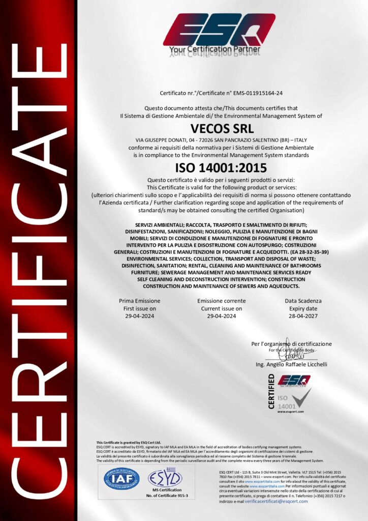 CERTIFICATO ISO14001 2015 -VECOS SRL- EMS Certificate_page-0001